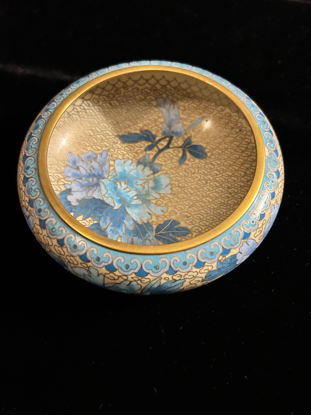 Vintage Jingfa Cloisonné Bowl - 5" Diameter Enamel on Brass Chrysanthemum
